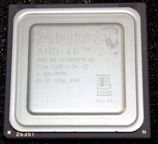 300MHz AMD-K6-2/300AFR-66 2.2V CORE/3.3V I/O A 9852MPM 1998 AMD SOCKET 7 CPU picture