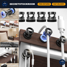 8 Pack Magnetic Cable Holders - Desk Cord Anchors, Metallic Black Organizers picture