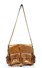 Fossil Crossbody Satchel Messenger Travel Bag Tan Genuine Soft Leather, See note picture