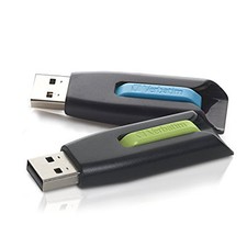 Verbatim 32GB Store 'n' Go V3 USB 3.0 Flash Drive - 2pk - Blue  Green NEW picture