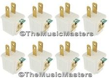 (8) White GROUNDING ADAPTERS Electrical Wall Plug 3 Prong Socket 2 Prong Plug  picture