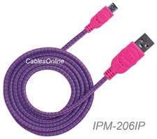 6ft Braided Hi-Speed USB A Male to Micro-B Male Device Cable, Purple/Pink picture