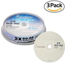 30 Pack Smartbuy 2x 25GB Blue Blu-ray BD-RE Rewritable Branded Logo Blank Disc picture