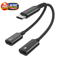 60W USB C Splitter Cable, 2-in-1 USB-C Male to Dual USB-C Female, Charge While U picture