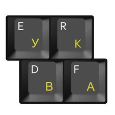 Cyrillic Russian Ukrainian Laminated Keyboard Stickers Yellow Letters for All PC picture