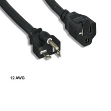 10PCS 10ft 12 AWG Power Extension Cord NEMA 5-20P to 5-20R 20A/125V SJT Blk picture