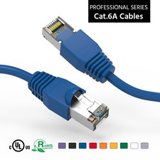 20 Pack of 20Ft CAT6A Shielded (SSTP) Ethernet Network Booted Cable Blue picture