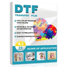 20 Sheets A3 DTF Transfer Film 11.7x16.5 Double Sided Matte Cold/Hot Peel picture