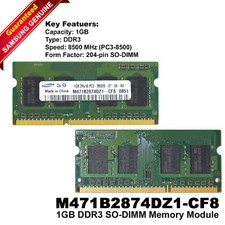 Lot OF 2 Samsung M471B2874DZ1-CF8 1GB DDR3-1066 PC3-8500 SO-DIMM CL7 Laptop RAM picture
