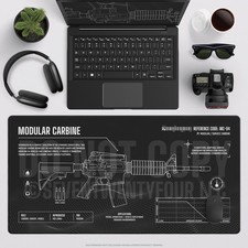 Carbine Gun Blueprint Gaming Mouse Pad Tactical Rifle Desk Mat Extended Mousepad picture