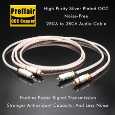Pair 4TC 7N OCC Pure Copper RCA Cable Gold Plated Plug Interconnect Audio Line picture