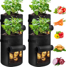 Bolsas De Cultivo Para Papas 10 Galones Paquete De 4 Tela Resistente Negras picture