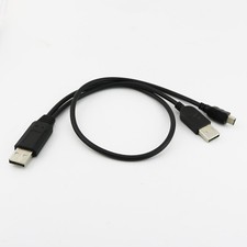 1x Mini USB Male + USB 2.0 Male to USB 2.0 A Male Charging Cable Cord 50+20cm picture