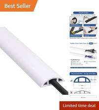 Versatile 4ft Self-Adhesive Cable Protector for Floor Use – Flexible PVC, White picture