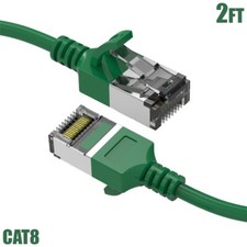 2FT Cat8 RJ45 Network LAN Ethernet U/FTP Shielded Patch Cable Slim 30AWG Green picture