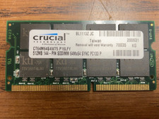 Crucial CT64M64S4W75 512MB PC133 144-Pin SDRAM SO-DIMM Vintage Laptop RAM picture