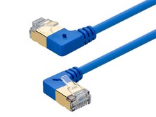 Monoprice SlimRun Cat6A 90 Degree 36AWG STP Ethernet Network Cable - 1ft - Blue picture