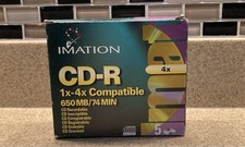 Vintage Imation CD-R 5 Pack 650MB 74 Min 1x-4x Blank Recordable Discs 1999 picture