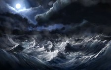 Landscape  art nature clouds sea waves storm moon rays Custom Gaming Mat Desk picture