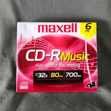 NEW MAXELL CD-R Data Music Photos 80 min 700mb SEALED 6 pack of Recordable CD's  picture