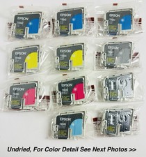 Lot Of 11, EPSON, T0341-T0342-T0343-T0344-T0345-T0347-Cartridges, EXP 2001 picture