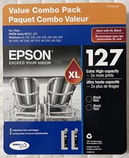 Epson 127 Black Twin Pack T127120-SVH (T127120-D2) Genuine Sealed Retail Pack picture