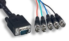 5 BNC to SVGA HD15-M Cable 3FT VGA RGB Coax Black picture