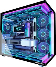 MUSETEX Y6 PC Case, Pre-Installed 7 Infinity Mirror PWM ARGB Fans, ATX Mid Tower picture