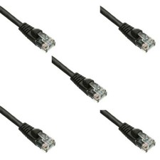 Pack of 5 Cables Snagless Shieled 14 Ft Cat5e Black Network Ethernet Patch Cable picture