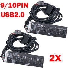2x USB 2.0 9Pin 10Pin Header 1 to 4 Female Splitter Cable HUB With Adapter USA picture