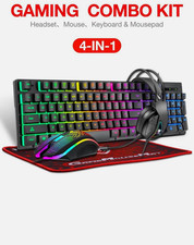 T-WOLF TF800 4-in-1 RGB Gaming Combo Keyboard Mouse Headset Mouse Pad Kit picture