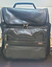 • Authentic TUMI 96081D4 Black Leather Daypack Travel Laptop Backpack - Vintage picture