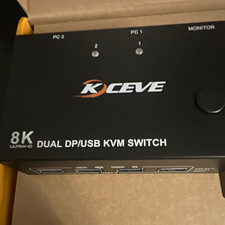 KCEVE 8K Dual DisplayPort USB 3.0 KVM Switch Box 1:2 Wired Remote picture