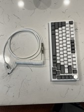 AJAZZ AK820W Mechanical Keyboard White/Gray w/ Custom Coiled Braided USB-C Cable picture