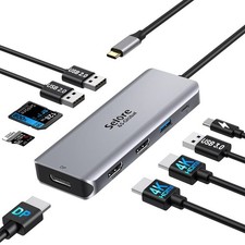 USB C Docking Station Dual HDMI Monitor Adapter 9 in 1 Triple Display Hub picture
