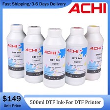 Achi DTF Ink For Epson DTF R1390/L1800 XP600 T-Shirt Printer CYMKW 5X500ml picture