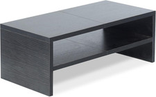 20 Inch Wood Monitor Riser Stand with Keyboard Storage，2 Tiers Black picture