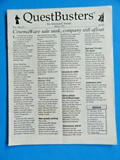 QUESTBUSTERS MARCH 1991 VOL. VIII #3 CINEMAWARE SALE SUNK, COMPANY STILL AFLOAT picture