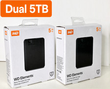⭐ 2-Pack WD Elements 5TB 100% Health - USB 3.2 Portable 10TB Total Drive Lot picture