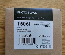 02-2020 NEW GENUINE EPSON T6061 PHOTO BLACK 220ml K3 INK STYLUS PRO 4800 4880 picture