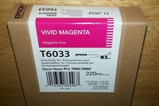 04-2019 NEW GENUINE EPSON T6033 VIVID MAGENTA 220ml INK STYLUS 7880 9880 T603300 picture