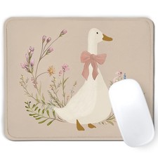 Coquette Pink Bow Floral Goose Mouse Pad, Funny Silly Goose Mousepad Mouse Ma... picture
