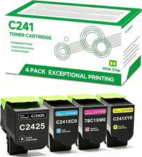 NEW C241 Extra High Yield Toner Cartridge 4 Pack Compatible Color Laser Printer picture