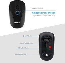LeadsaiL Wireless Keyboard and Mouse Combo, Wireless USB Mouse and -  BLACK picture