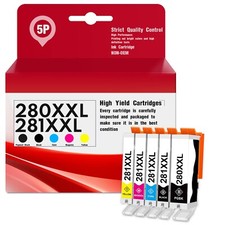 Replacement Canon PGI-280XXL CLI-281XXL Ink for TS6100 TS6120 TS6200 (5-Pack) picture