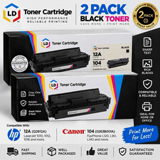 LD Compatible 2 Pack Black Laser Toner 12A/104 Q2612A for HP/Canon 1010 picture