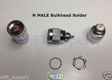1 x N Male Plug Nut Bulkhead Solder Panel mount Straight RF Coax Cable Connector picture