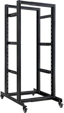 27U Open Frame Server Rack – Heavy Duty 4 Post Adjustable Depth with Casters picture