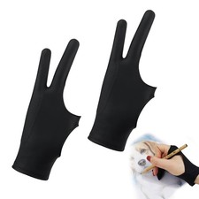 Drawing Glove,2 PCS Artist Gloves with Two Fingers,3-Layer Palm Rejection Digita picture