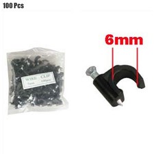 100 Pcs 6mm Nail Cable Clip Clamp Tacks RG59 Coax Cat6 Cat5e Cord Wire Black picture